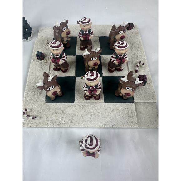 Christmas Tic-Tac-Toe Set Elves Reindeer Games Decor Resin - Picture 4 of 9